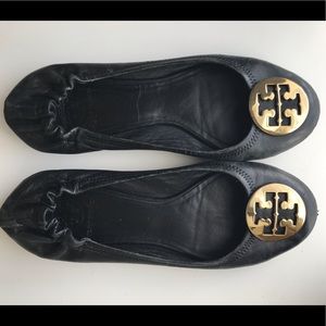 Tory Burch black leather flats